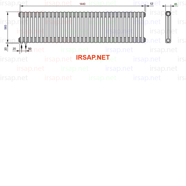 чертеж радиатора Irsap Tesi 20565-3220565-32-18-01